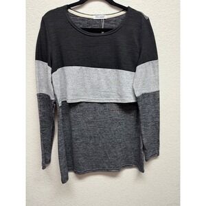 Bearisland Maternity Top Colorblock Nursing Long Sleeve T Shirt
